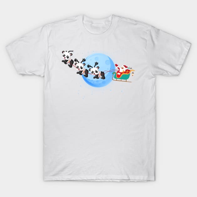 Santa Claus Riding Panda T-Shirt by Skylane